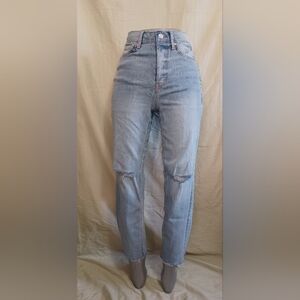 A Wild Fable Button Fly Super High Rise Slim Straight Leg Denim Jeans
